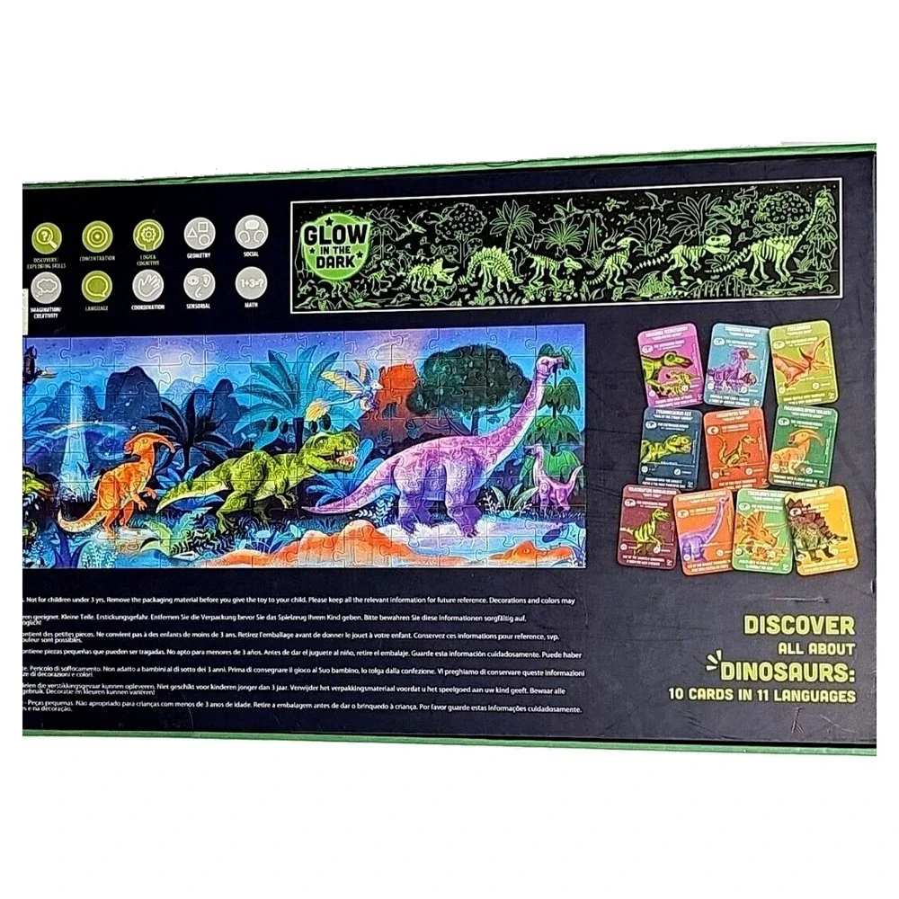 Hape Dinosaur Glow In The Dark Floor Puzzle 200 Pcs 1.5 Meter Long Learning NWT